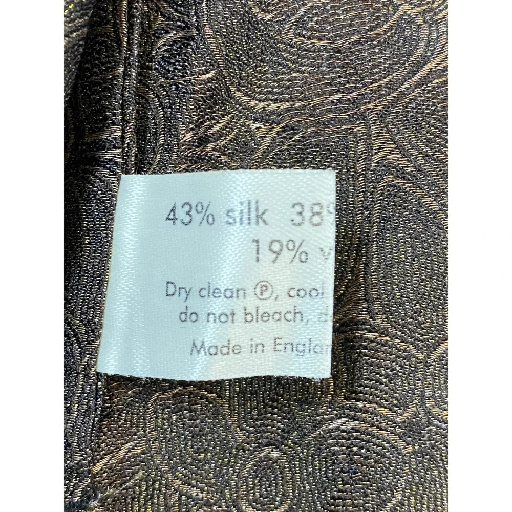 VTG Eskandar Brocade Silk Kimono Jacket Womens 1 Brown Metallic Floral - Picture 10 of 11